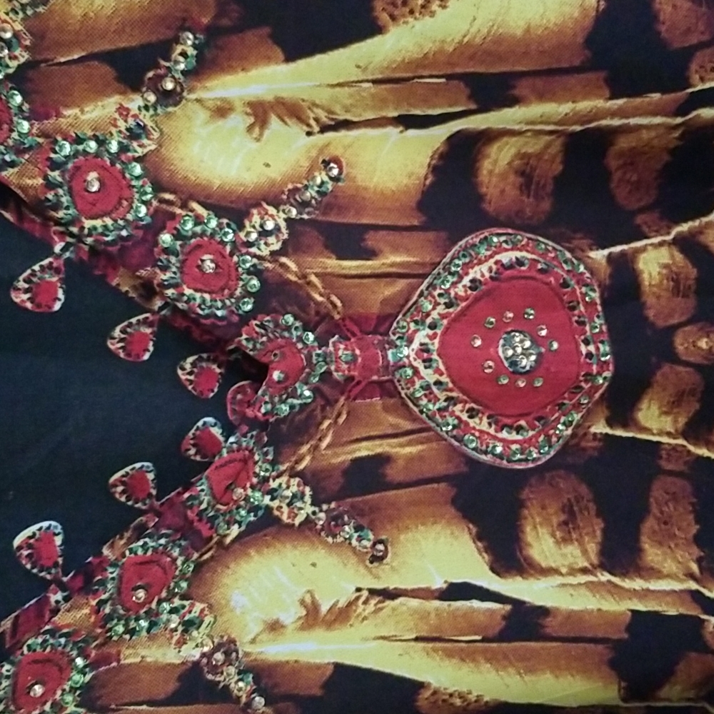 Jessica Taylor's Women's Caftan/ House Dress One Size Red, Yellow Black - Picture 3 of 3
